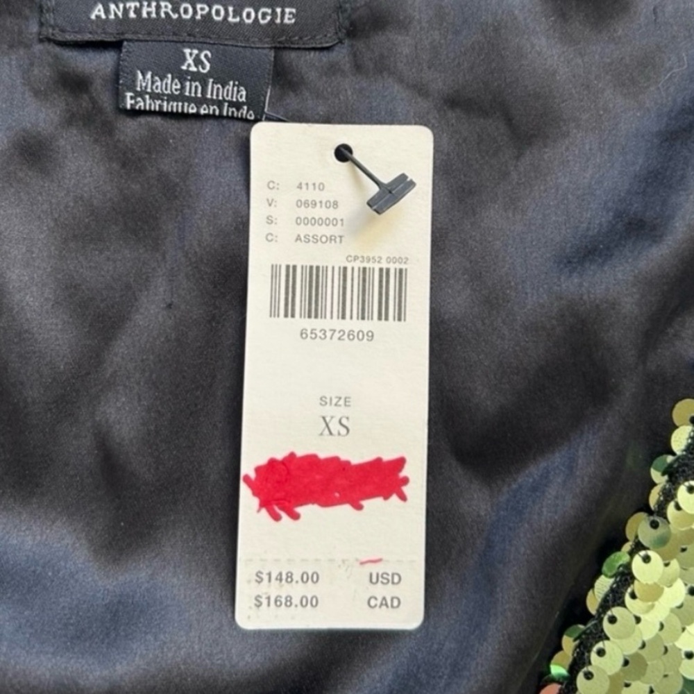 NWT Anthropologie Multicolor Sequin V-Neck Crop Top - Picture 6 of 8